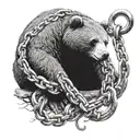  A hibernating bear in the position of the sloth deadly sin, chained down by an anchor shackled on its leg.  tattoo design idea