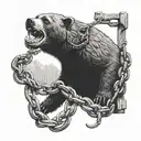  A hibernating bear in the position of the sloth deadly sin, chained down by an anchor shackled on its leg.  tattoo design idea