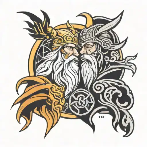 thor and odin tattoo design idea
