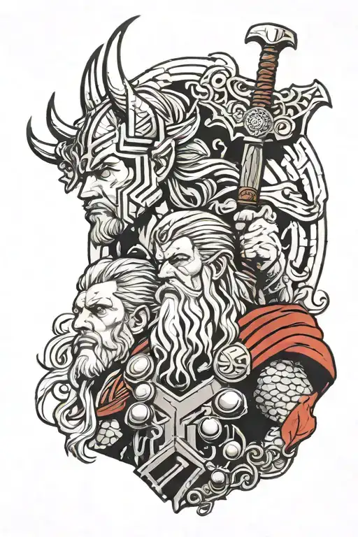 thor and odin tattoo design idea