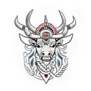 Aztec pattern bull head  tattoo design idea