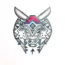 Aztec pattern bull head  tattoo design idea