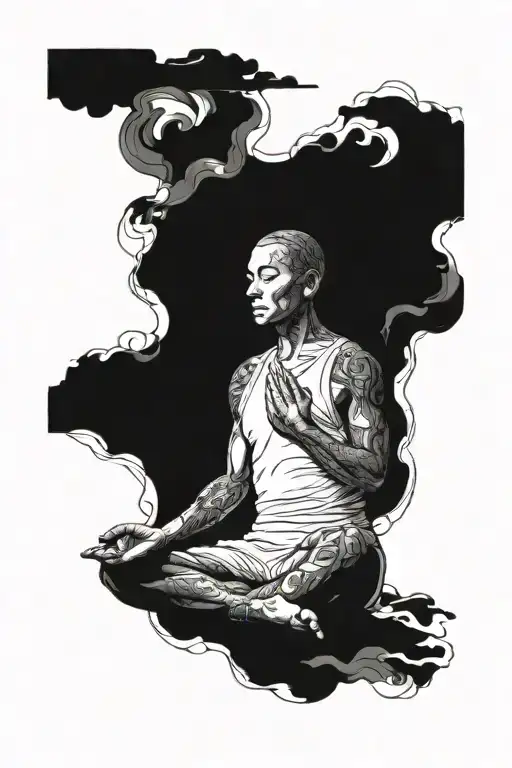 meditation pose man sitting tattoo design idea