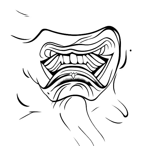lips with teeth tattoo design idea