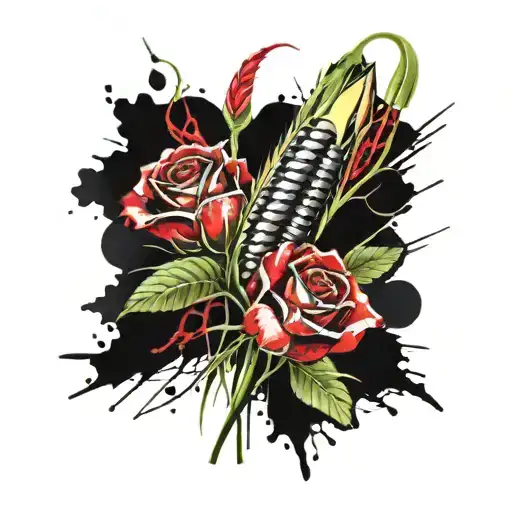Rose and ear of corn tattoo design idea