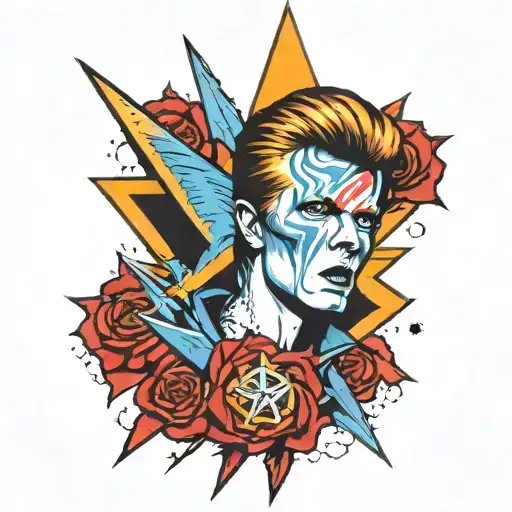 David Bowie ziggy stardust lighting bolt tattoo design idea