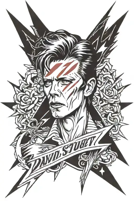 David bowie Ziggy Stardust lightning bolt tattoo design idea