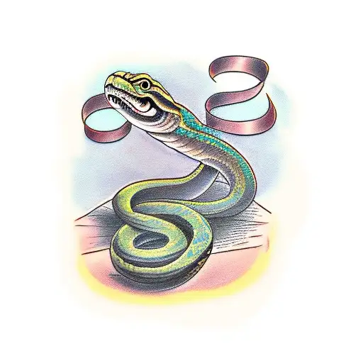 snake with yesterday you said tomorrow text tattoo design idea