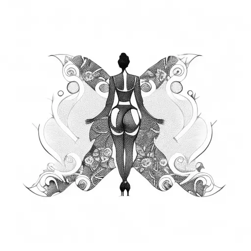 silhouette of woman in thong tattoo design idea