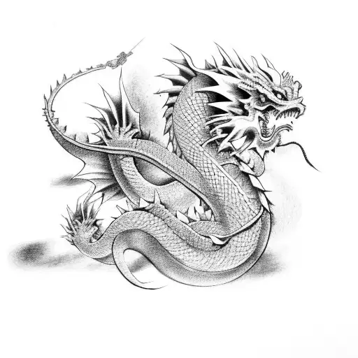 japanese dragon with some anime references tattoo design idea