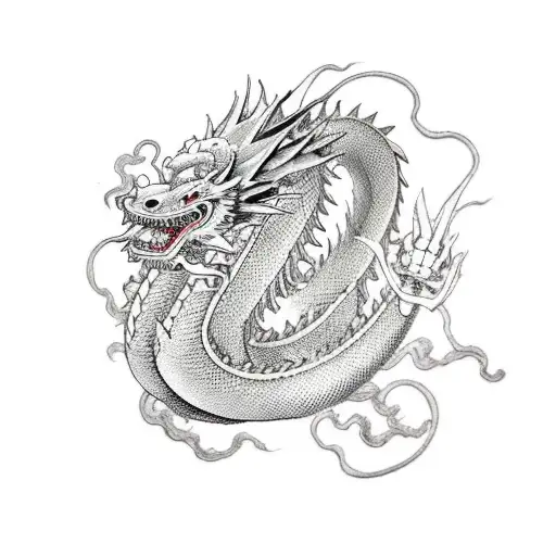 japanese dragon with some one piece references tattoo design idea