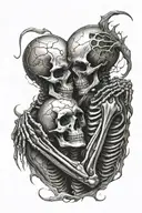 two skeletons hugging tattoo design idea