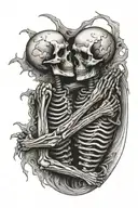 two skeletons hugging tattoo design idea