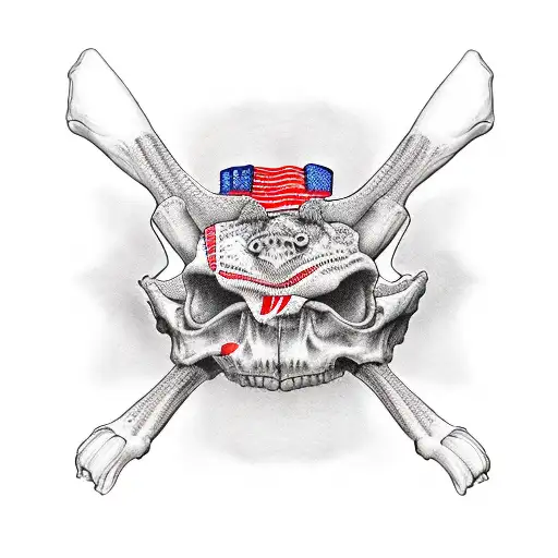 American Flag with bone frog tattoo design idea