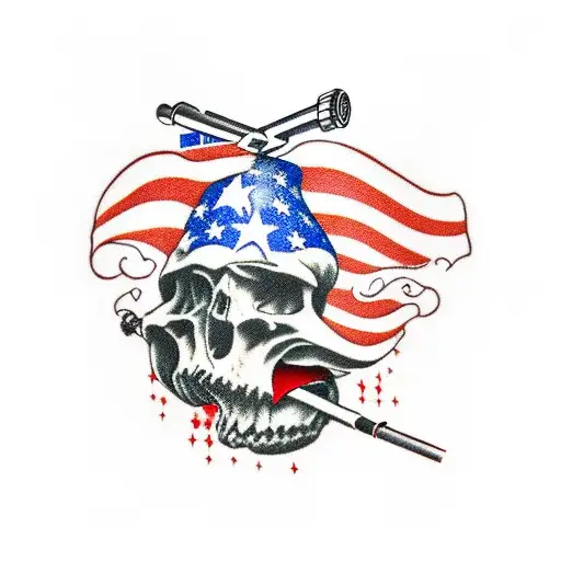 American Flag ripping out of skin tattoo design idea