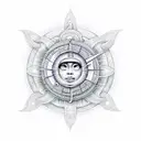 An intricate music note design incorporating sun and moon elements tattoo design idea