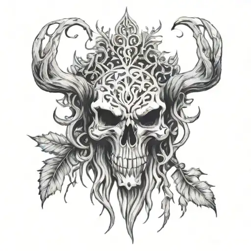 leshy skull tattoo design idea
