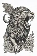 Lion roaring with Eagle Soaring symmetrical, half sleeve tattoo design idea