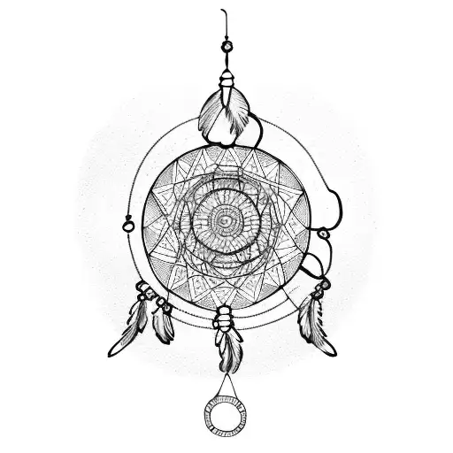 Illustration of a dream catcher tattoo design idea