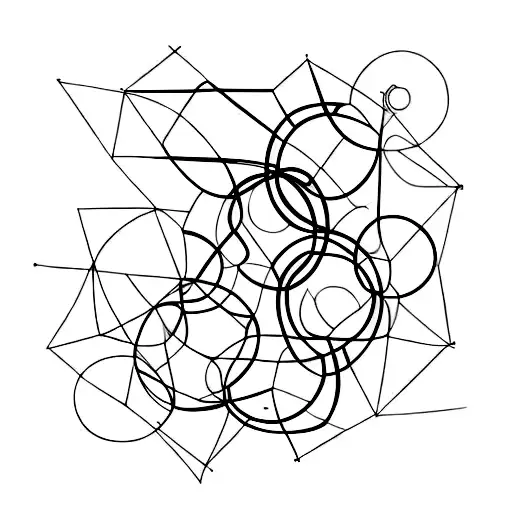 Abstract geometric design inspired by car engine parts tattoo design idea