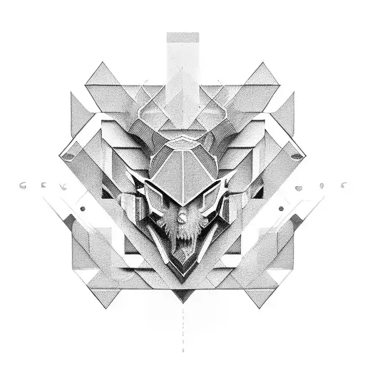 Geometric design inspired by car engine parts tattoo design idea