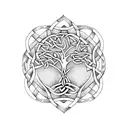 Celtic tree of life with Celtic knot branch on the top right side tattoo design idea