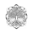 Celtic tree of life with Celtic knot branch on the top right side tattoo design idea