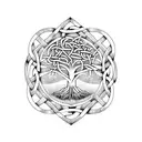 Celtic tree of life with Celtic knot branch on the top right side tattoo design idea