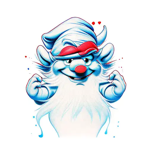 clunsy smurf, gang, angry, wild tattoo design idea