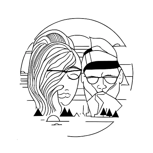 A silhouette of you and your girlfriend Nidhi traveling the world together tattoo design idea