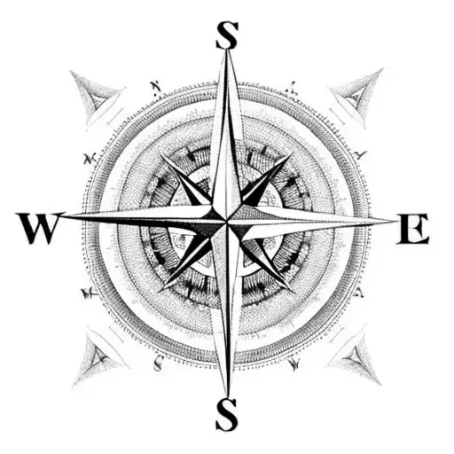 A compass rose with Nidhi's name in the center, symbolizing your love for her and your shared adventures tattoo design idea