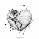 A map of the world with a heart marking all the places you and Nidhi have visited together tattoo design idea