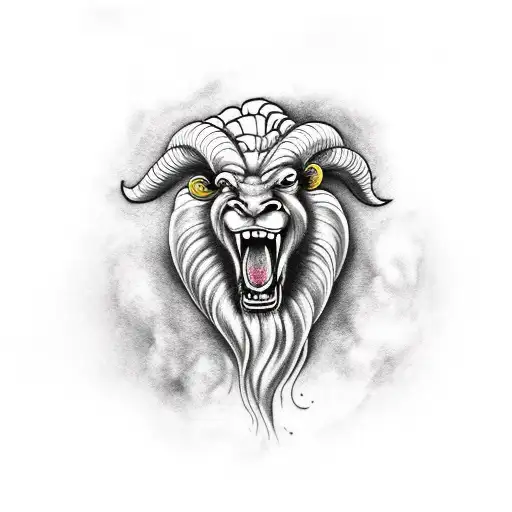 the sin of lust as an angry ram character tattoo design idea