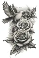roses with doves and clouds shading on arm tattoo tattoo design idea