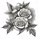 roses with doves and clouds shading on arm tattoo tattoo design idea