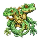 lizard, gecko, ring, engagement ring intertwined tattoo design idea