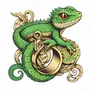 lizard, gecko, ring, engagement ring intertwined tattoo design idea