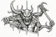 Demon behind bars tattoo design idea