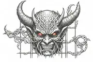 Demon behind bars tattoo design idea