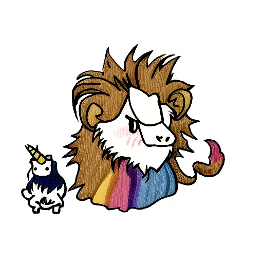 combine a Lion, unicorn, knight, Eagle tattoo design idea