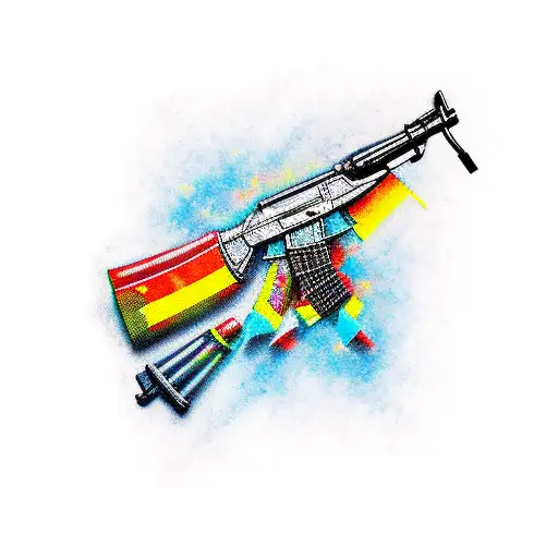 Ak47 gun tattoo design idea