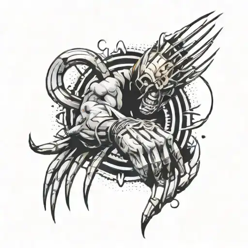 infinity symbol and wolverine claws emerging tattoo design idea