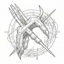 infinity symbol with wolverine claws extended arm reaching tattoo design idea