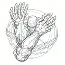 infinity symbol with wolverine claws extended arm reaching tattoo design idea