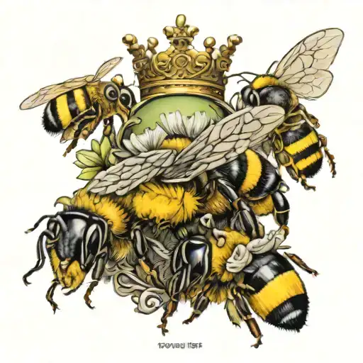 Bee, crown, Evelyn, Ella, Bowen, bee yourself  tattoo design idea
