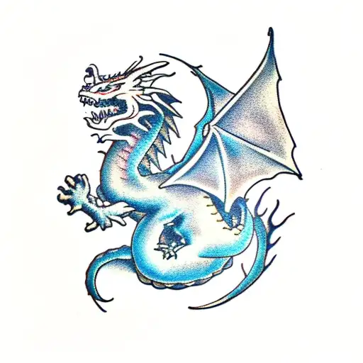 dragon with clouds tattoo design idea