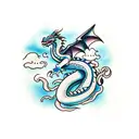 dragon with clouds tattoo design idea