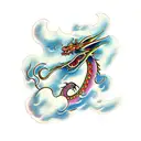 dragon with clouds tattoo design idea