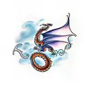 dragon with clouds tattoo design idea
