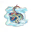 dragon with clouds tattoo design idea